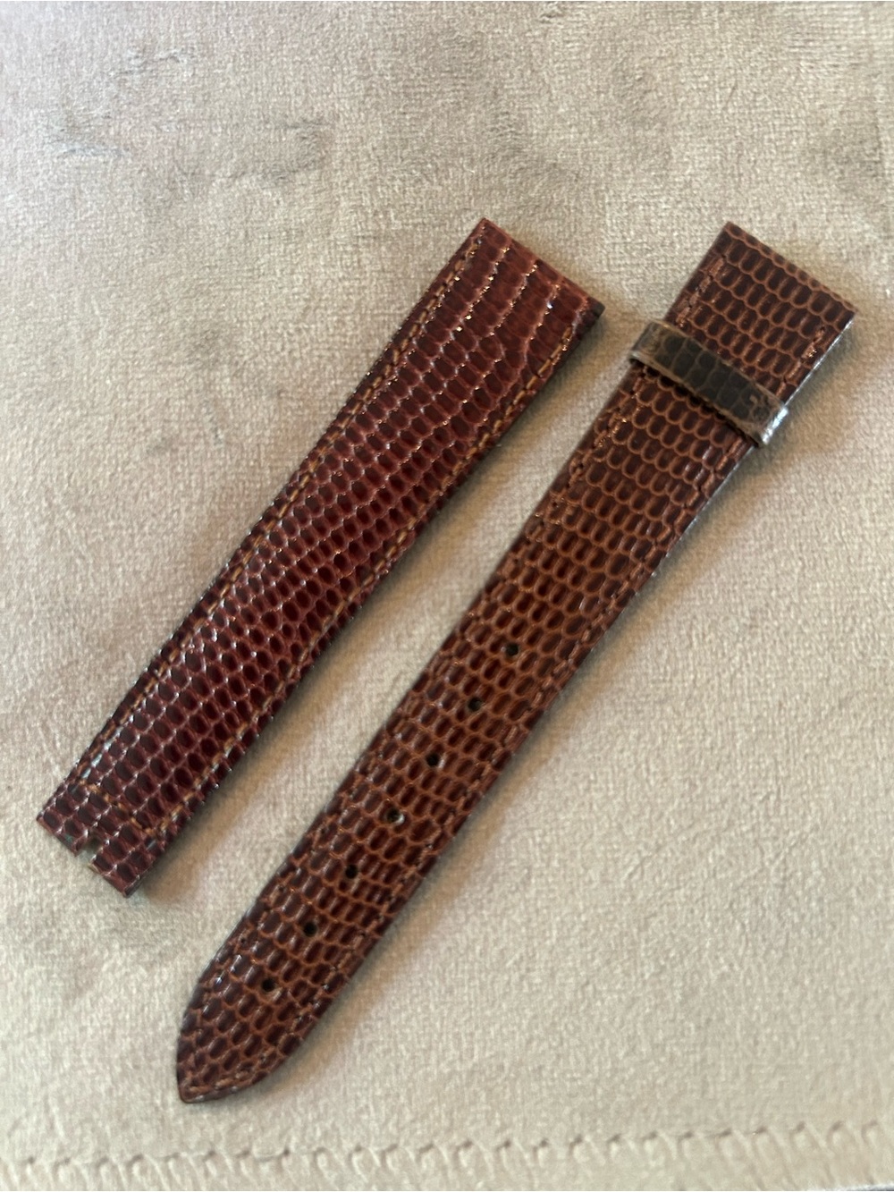 Brown Cartier Genuine Polished Lizard Leather Watch Strap Must de Cartier line.